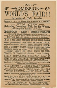 Vstupné na Worlds Fair, Agricultural Hall, Islington, 188485 od English School