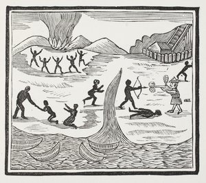 Příchod pátku, ilustrace z Chap-books of the Eighteenth Century od Johna Ashtona, hospoda. 1882 od English School