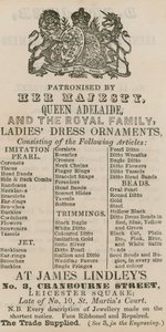 Reklama na James Lindleys, 3 Cranbourne Street, Leicester Square, Londýn od English School
