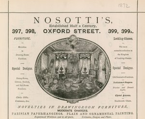 Inzerát na prodejnu nábytku Nosotis, Oxford Street 397-399 od English School
