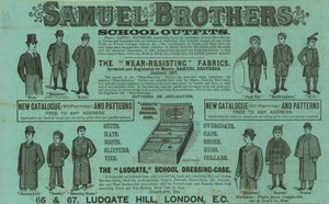 Reklama na Samuel Brothers, Ludgate Hill, Londýn od English School