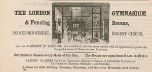 Reklama na The London Gymnasium & Fencing Rooms, Oxford Street 123, Regent Circus od English School