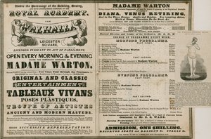 Reklama na The Walhalla, Leicester Square, pod vedením Madame Warton