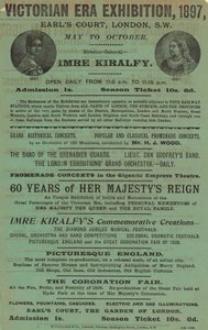 Reklama na výstavu viktoriánské éry, 1897, v Earls Court od English School