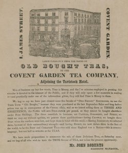 Reklama na staré koupené čaje od Covent Garden Tea Company od English School
