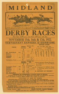 Inzerát na železniční exkurzi na závody Midland Derby, 15.–17. listopadu 1922 od English School