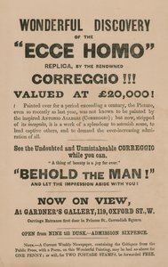 Reklama na výstavu repliky obrazu Ecce Homo od Correggia (Antonio Allegri) od English School