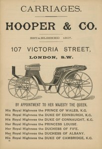 Inzerát na kočárky Hooper & Co od English School