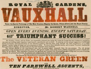 Reklama pro Royal Garden, Vauxhall; Vauxhall Gardens, Londýn od English School