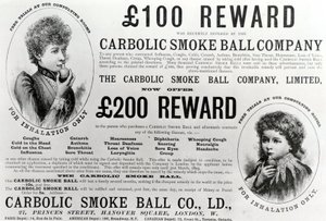 Reklama na Carbolic Smoke Ball Company, 1893 od English School
