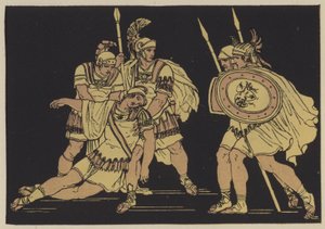Aeneas a tělo Lausus (barva litho) od English School