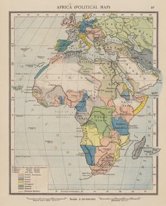 Afrika, politická mapa (barevná litografie) od English School