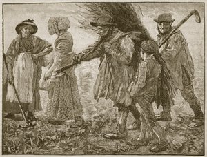 Zemědělští dělníci v době prvního reformního parlamentu, ilustrace z Cassells Illustrated History of England (sépiová fotografie) od English School