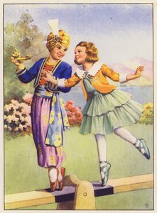 Aladin a Margery Daw (barevná litografie) od English School