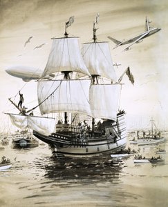 Alan Villiers obnovuje loď Mayflower otců poutníků a pluje přes Atlantik od English School