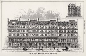 Albert Gotha Mansions, South Kensington (rytina) od English School