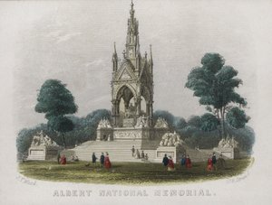 Albert Memorial, Kensington Gardens, Londýn (barevná rytina) od English School