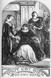 Všechno dobře, to končí dobře – Ilustrace v „“ Works complete by William Shakespeare““ 1866 – Ilustrace a obecná forma tohoto vydání jsou vypůjčeny z Cassellova ilustrovaného Shakespeara, vydaného v Londýně od English School