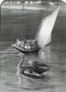 Úzkostlivá matka, incident viděný a načrtnutý v Round Pond, Kensington, z „Hodiny volného času“, 1888 od English School