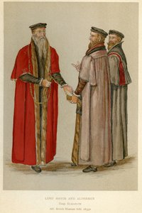 Alžbětinský primátor a radní, ilustrace z „Krátké historie anglického lidu“ od J. R. Greena, kolem roku 1892 od English School