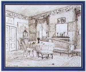 Interiér salonu English Regency, Londýn od English School