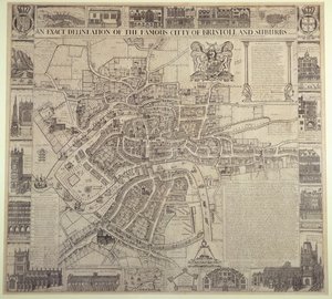 "Přesné vymezení slavného města Bristol a předměstí", James Millerd, pub. 1673 od English School