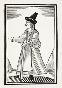Stará žena plísní ve vysokém korunovaném klobouku, ilustrace z Kapitoly osmnáctého století od Johna Ashtona, hospoda. 1882 od English School