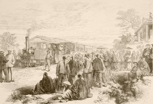 Raná čínská železnice kolem roku 1880 (litho) od English School