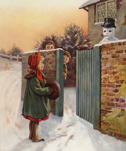 Hrozivý sněhulák (barevná litografie) od English School