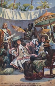 Úředník Guinejské (královské africké) společnosti uzavírající smlouvu o Gold Coast v roce 1672 od English School