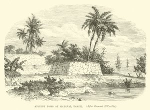 Starověká hrobka v Matavai, Tahiti, po Dumont DUrville od English School