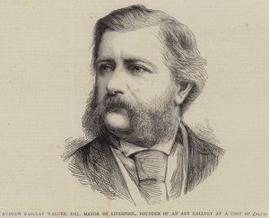 Andrew Barclay Walker, Esquire, starosta Liverpoolu, zakladatel umělecké galerie za cenu 20 000 £ (rytina) od English School
