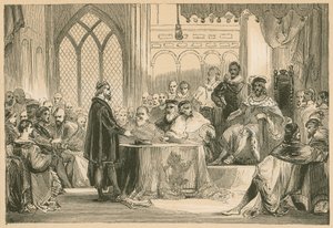 Andrew Melville před Radou krále a tajných služeb od English School