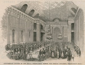Jubilejní večeře Royal Freemasons School pro ženské děti ve Freemasons Hall od English School