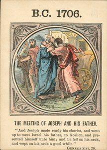 Anno Mundi: 1706, Setkání Josefa a jeho otce (barevná litografie) od English School