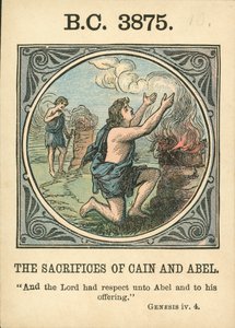 Anno Mundi: (barevná litografie), The Sacrifices Of Cain And Abel (BC 3875). od English School