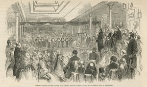 Výroční zasedání Britské a zahraniční školní společnosti (rytina) od English School