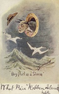 "Každý přístav v bouři" (barevná litografie) od English School