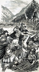 Arminius, německý princ, bojující s Římany od English School