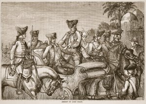 Zatčení Lorda Pigota, ilustrace z Cassells Illustrated History of India od Jamese Granta, pub. 1879 od English School