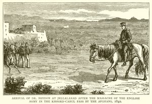 Příjezd Dr. Brydona do Jellalabadu po masakru anglické armády Afghánci v průsmyku Khoord-Cabul, 1842 od English School