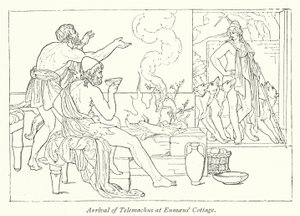 Příjezd Telemacha do Eumaeovy chaty (litho) od English School
