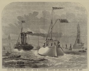 Ankunft des Schleppers "Anglia" mit Kleopatras Nadel vor Gravesend am 21. d.M. (Gravur) von English School
