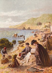 Na pláži (barevná litografie) od English School