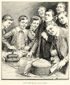 "Při tomto pohledu se chlapcům zalila ústa" (rytina) od English School