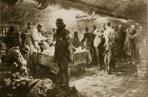 Práce ve sklepním pomocném stanovišti pod verdunskou pevností, 1914-19 od English School
