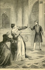 Útok Dona Miguela na jeho sestru, převzato z Cassells Illustrated History of England, 18571858 od English School
