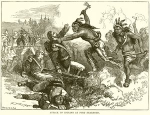 Útok indiánů ve Fort Dearborn od English School