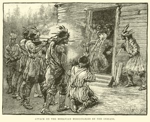 Útok indiánů na moravské misionáře od English School