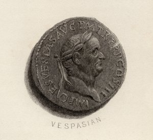 Mince Aureus, z doby Vespasianus, Titus Flavius Vespasianus